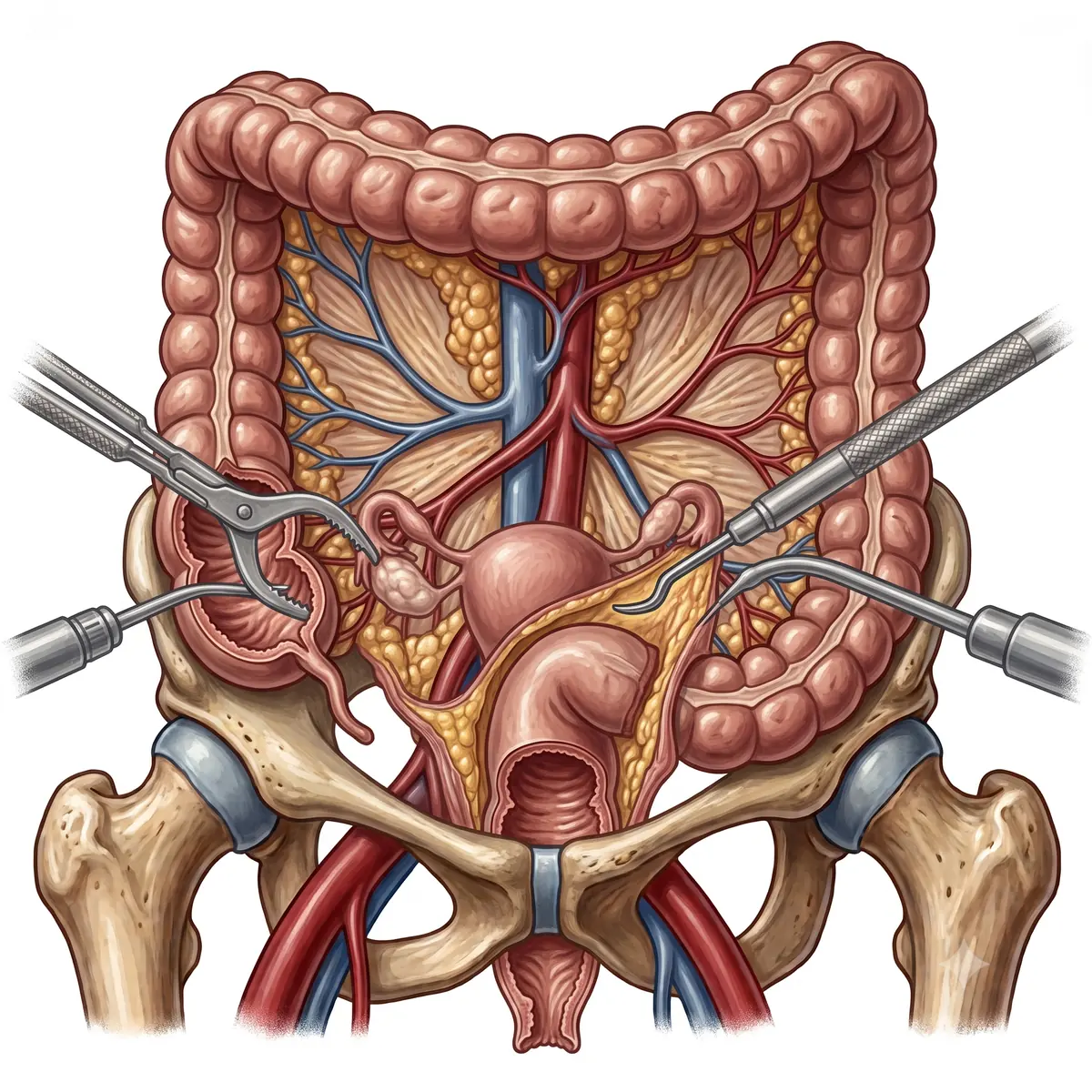 Cirurgia de citorredução com ressecção de implantes na pelve