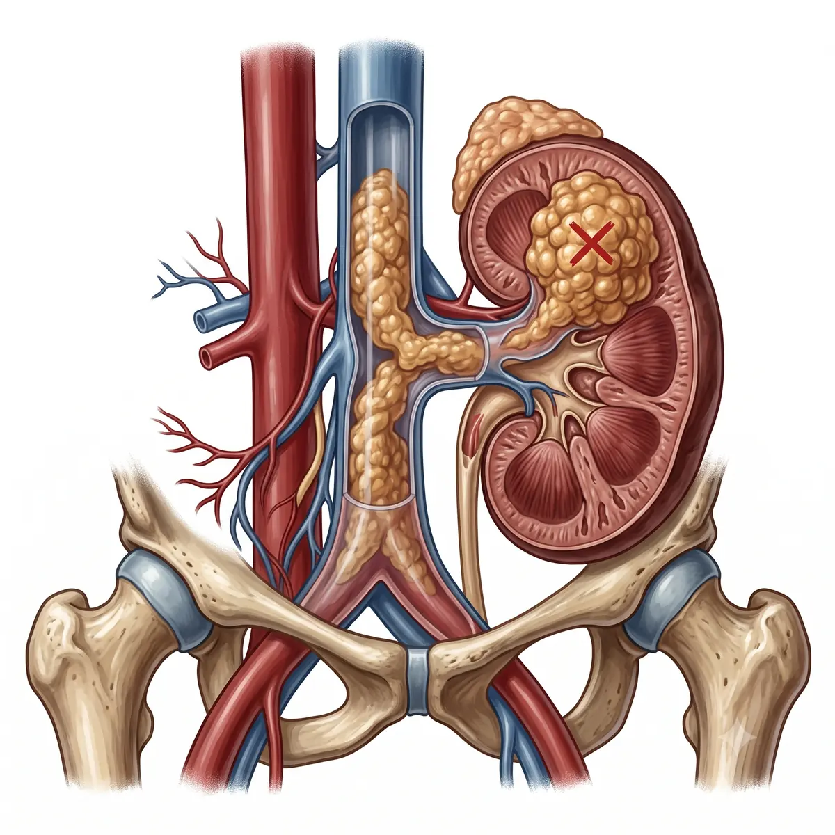 Trombo tumoral renal estendendo-se para a veia cava inferior